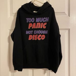 Like New Black Hoodie “Too Much Panic Not Enough Disco”